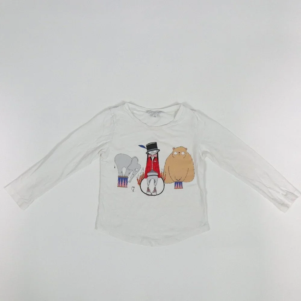 Little Marc Jacobs T-Shirt Tee Girls 4T Long Sleeve White Circus - Picture 2 of 4